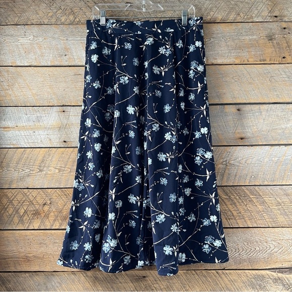 Koret Vintage Midi Skirt Womens Size 14 Blue Floral Pockets Boho Hippie - Picture 12 of 14